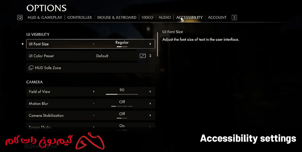 Accessibility settings