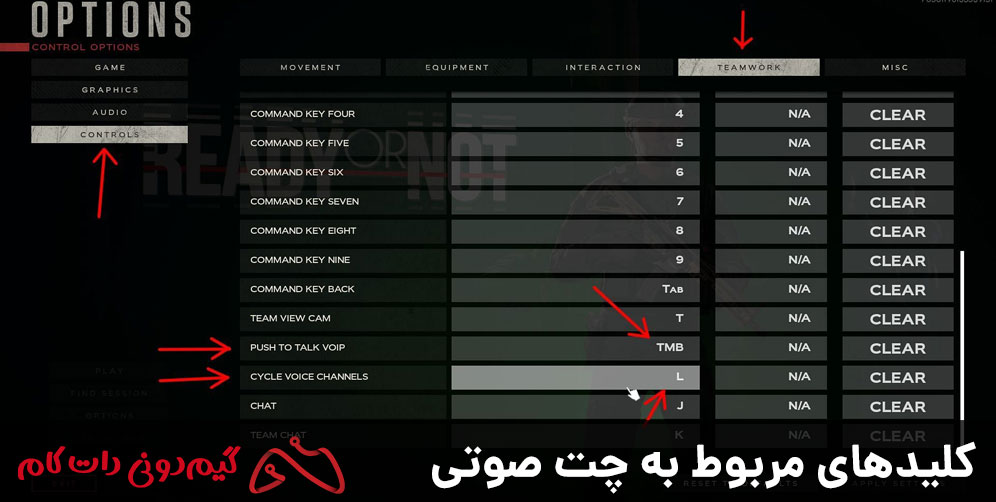 کلیدهای مربوط به چت صوتی