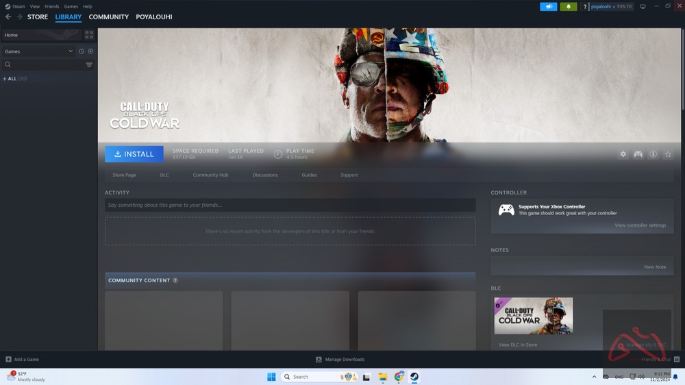 اکانت استیم دارای بازی های GTA V و Call of Duty Cold War