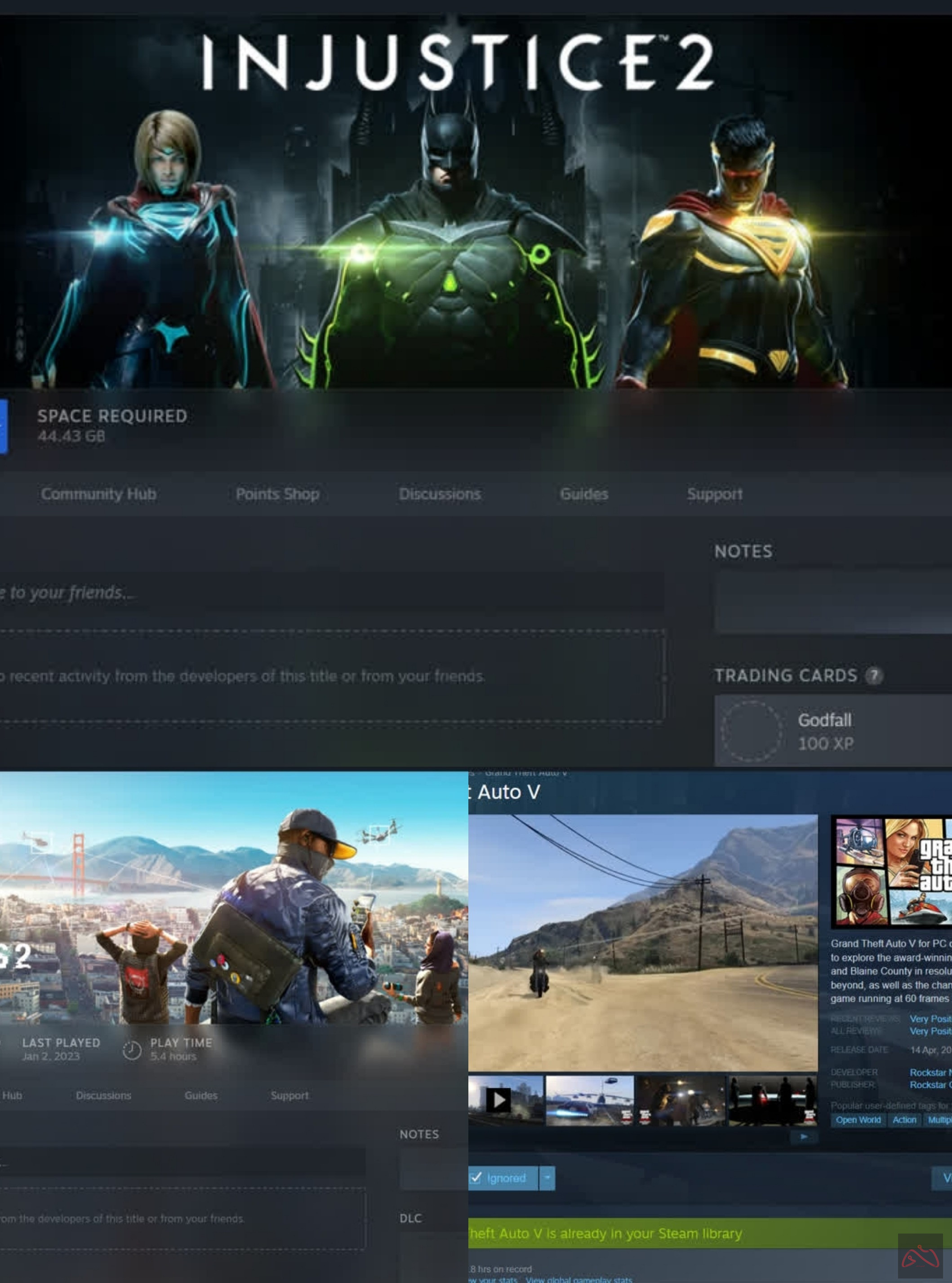 اکانت استیم GTA V و Watch Dogs 2 و Injustice 2