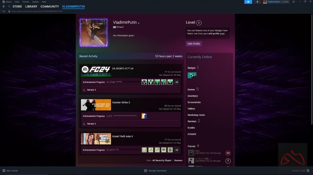 اکانت استیم GTA V, FC 24, CS 2 Prime و...