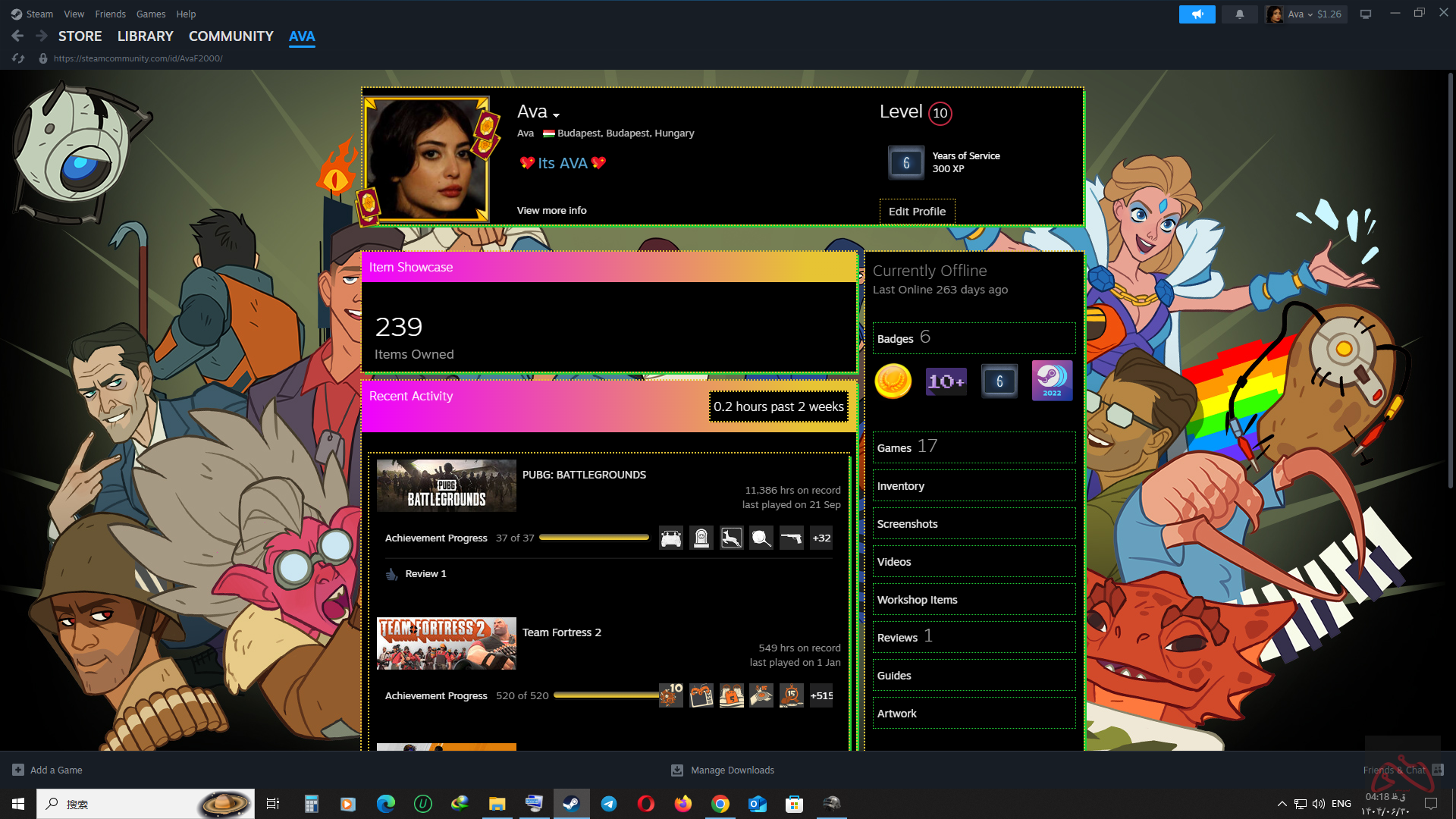 اکانت استیم 6 ساله پابجی پلاس 4 گان لول آپی