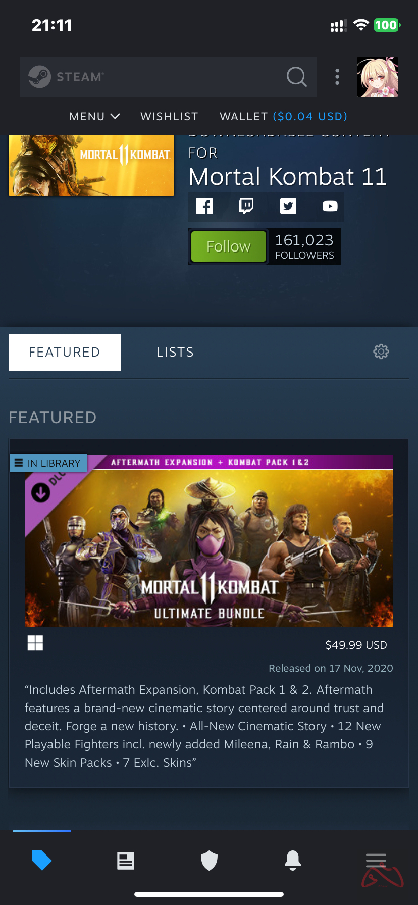 اکانت مورتال کامبت 11 التمیت ادیشن - استیم