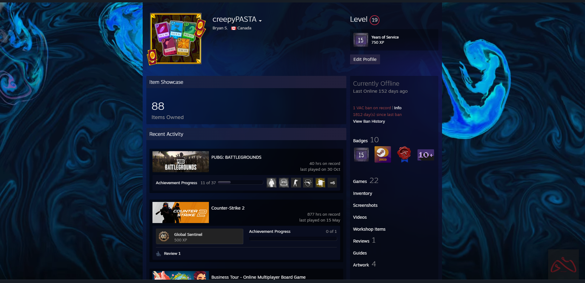 اکانت 15 ساله استیم دارای 22 بازی کانتر استرایک 2 بن