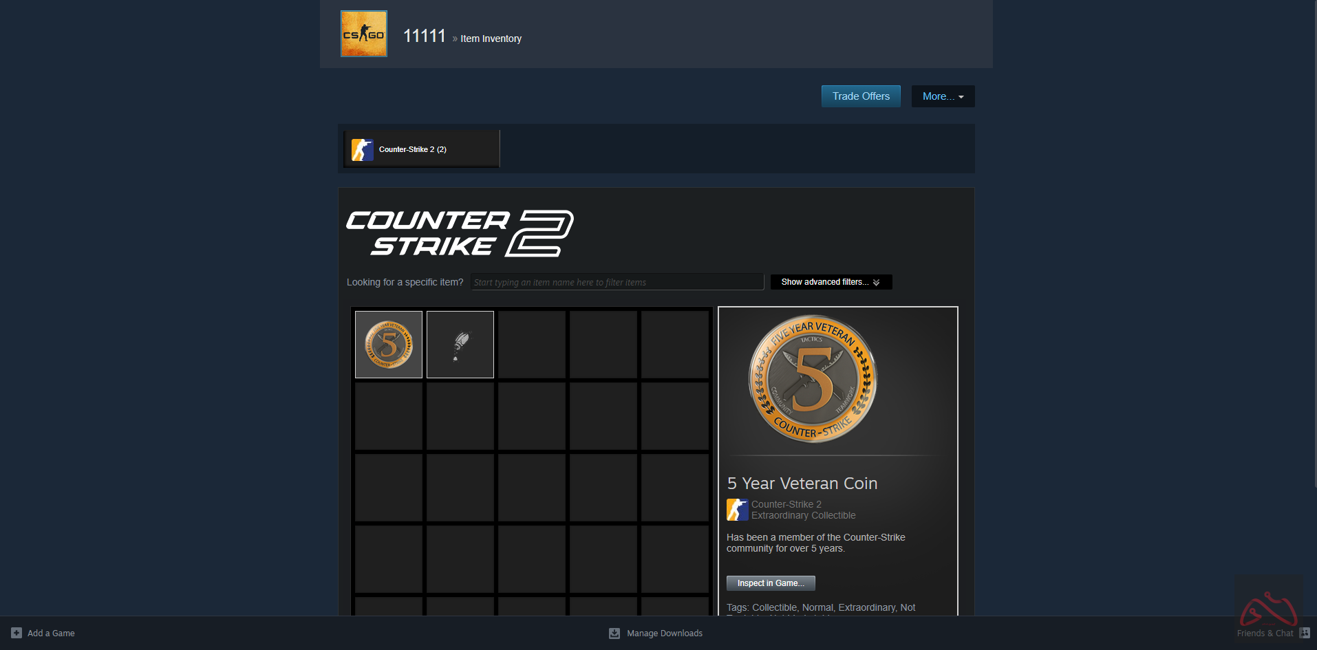 اکانت کانتر استرایک 2 مناسب پرایم کردن دارای کوین 5 سال