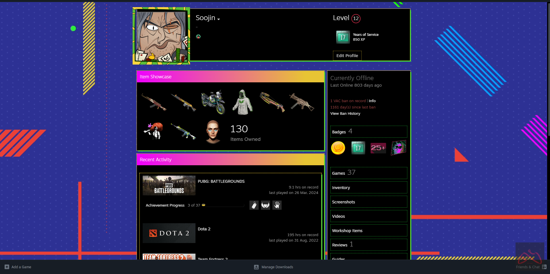 اکانت17 ساله استیم 37 گیم کانتر استرایک 2 بن