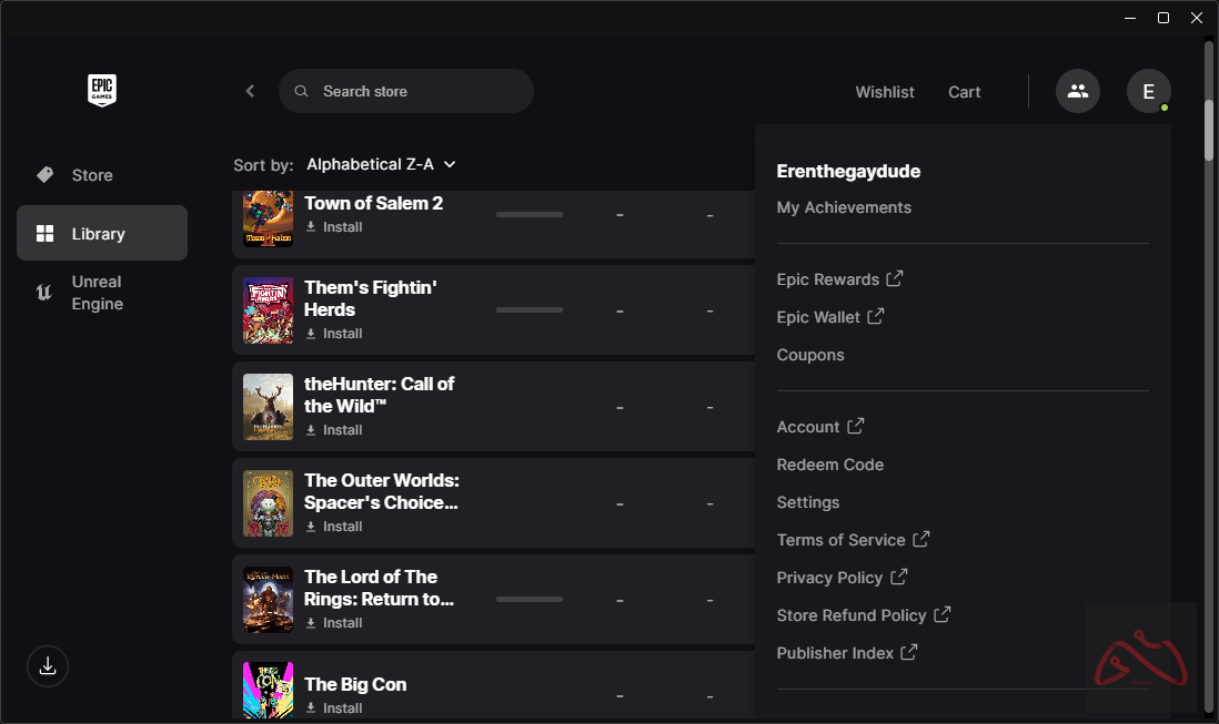 اکانت epic games با بیشتر از 50 تا بازی.