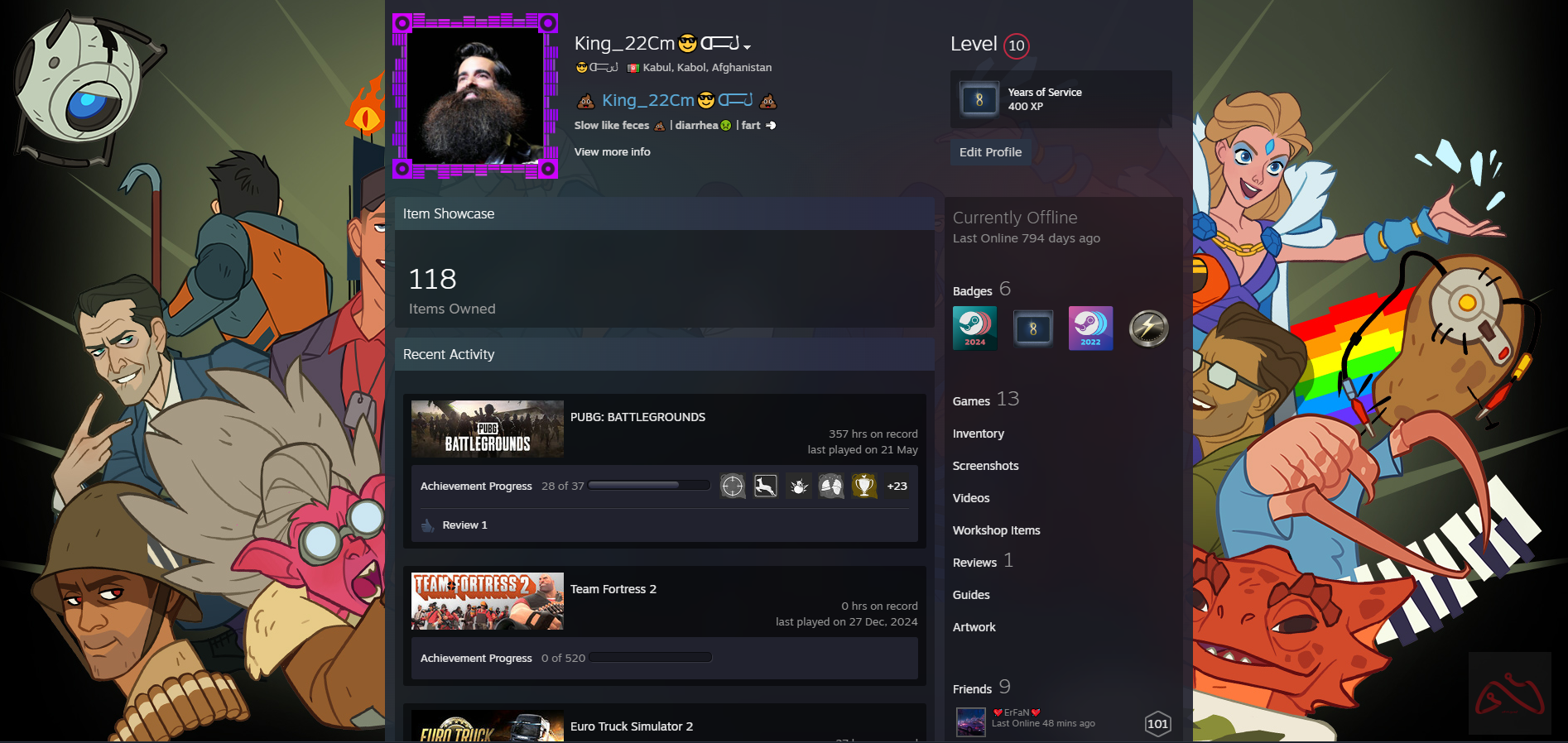 اکانت بازی پابجی و چند بازی دیگر تحت استیم