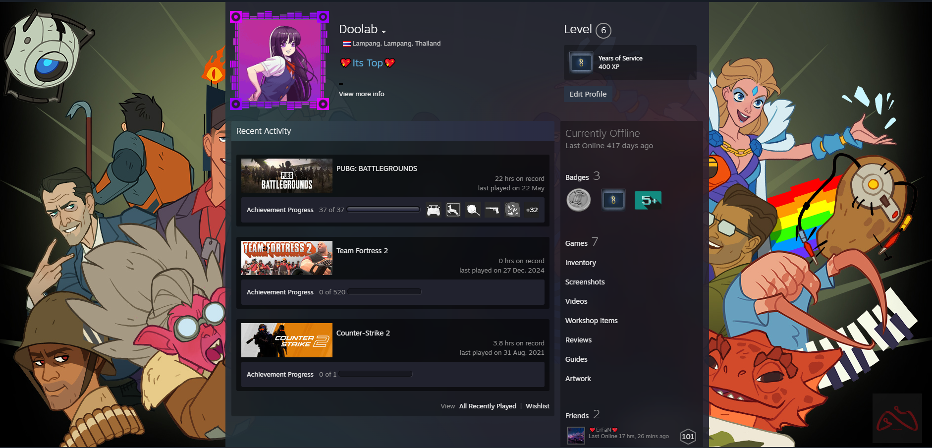 اکانت استیم دارای بازی پابجی پلاس