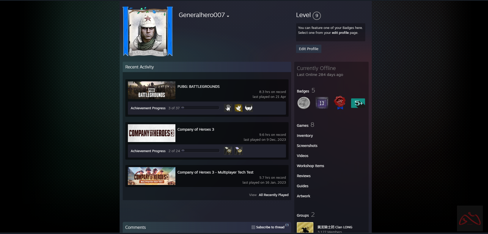 اکانت بازی پابجی و  Company of Heroes 3 تحت استیم