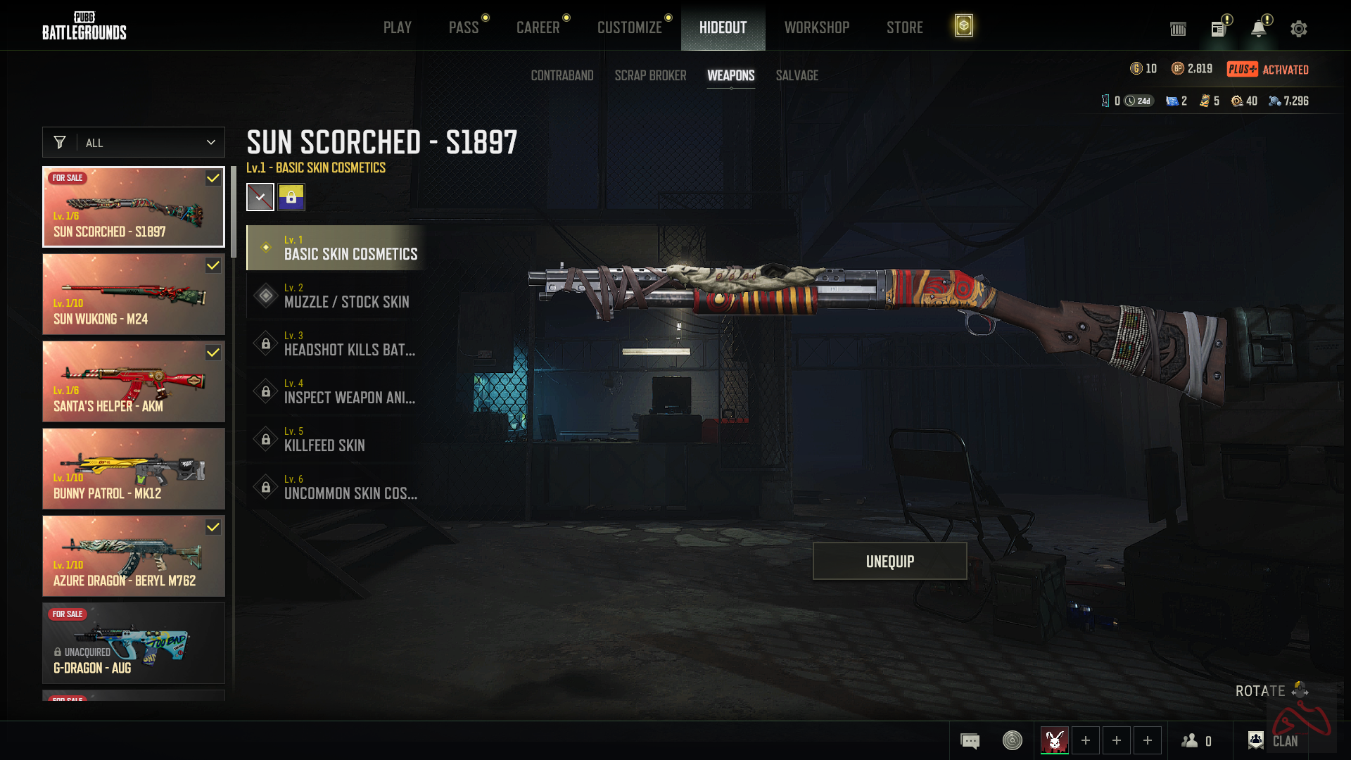 اکانت پابجی پلاس 5 گان لول آپی تحت استیم