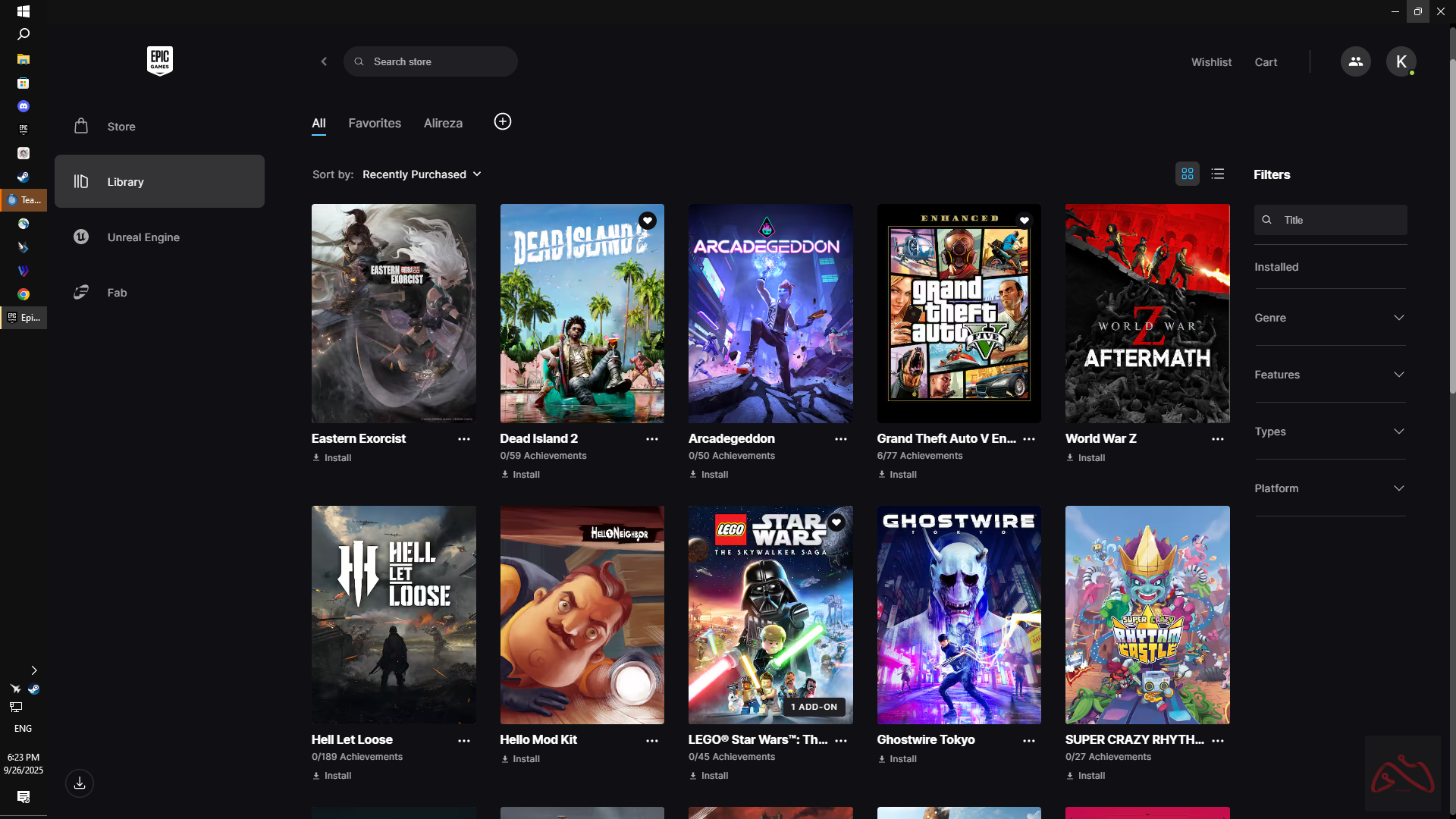 اکانت epic games با 51 بازی ریجن ترکیه